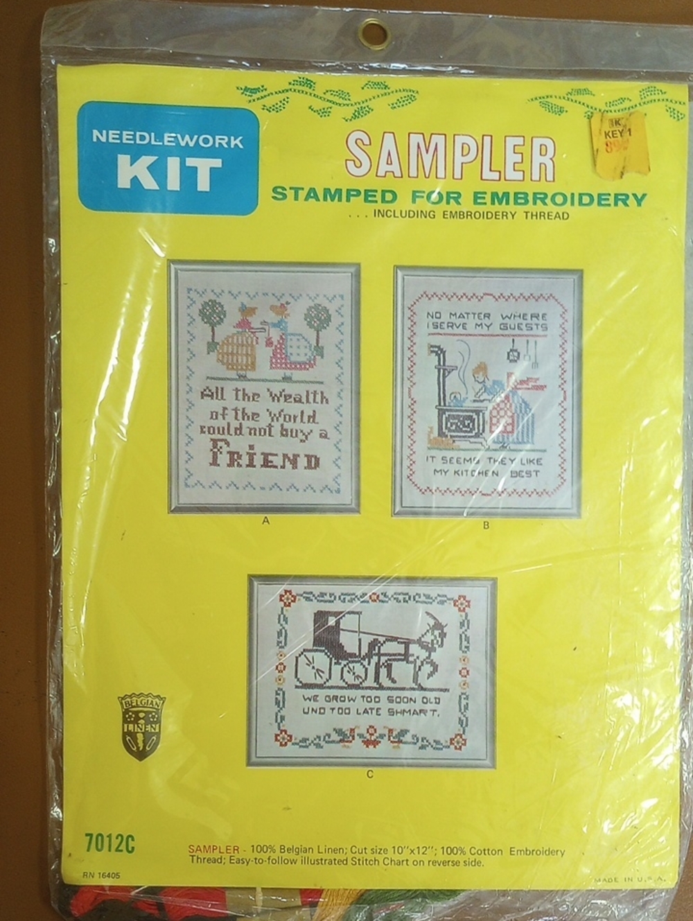 NWT Belgian Linen Stamped Cross Stitch Sampler Kit #7012C, Amish Horse & Buggy
